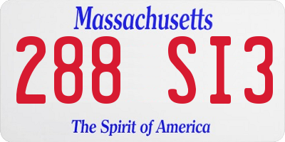 MA license plate 288SI3