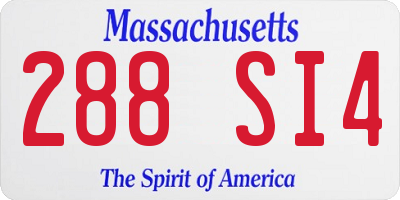 MA license plate 288SI4