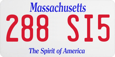 MA license plate 288SI5