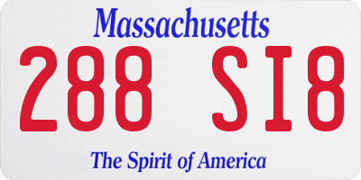 MA license plate 288SI8