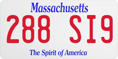 MA license plate 288SI9