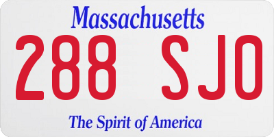 MA license plate 288SJ0