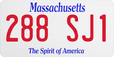 MA license plate 288SJ1