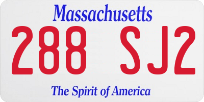 MA license plate 288SJ2