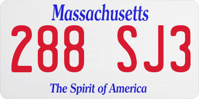 MA license plate 288SJ3