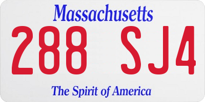 MA license plate 288SJ4