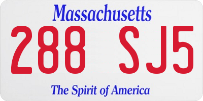 MA license plate 288SJ5