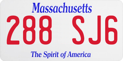 MA license plate 288SJ6