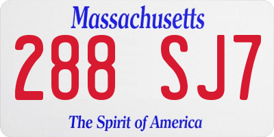 MA license plate 288SJ7
