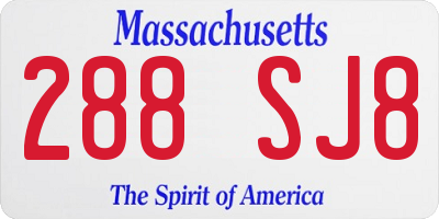 MA license plate 288SJ8