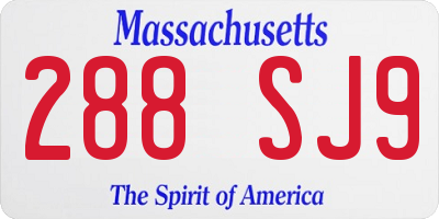 MA license plate 288SJ9