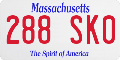 MA license plate 288SK0
