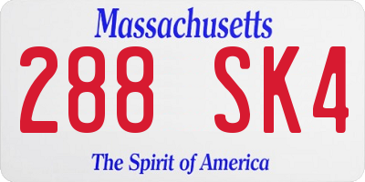 MA license plate 288SK4