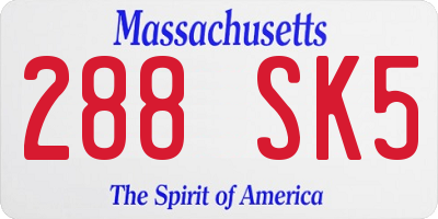 MA license plate 288SK5