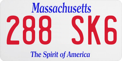 MA license plate 288SK6