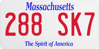 MA license plate 288SK7