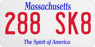 MA license plate 288SK8