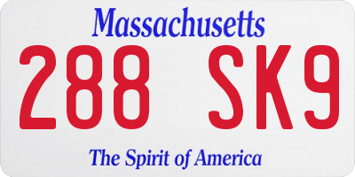 MA license plate 288SK9