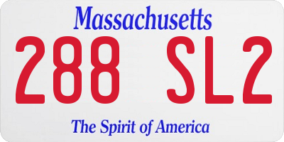 MA license plate 288SL2