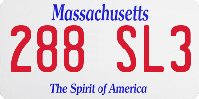 MA license plate 288SL3