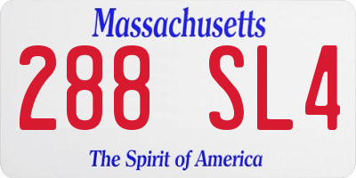 MA license plate 288SL4