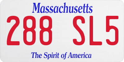 MA license plate 288SL5