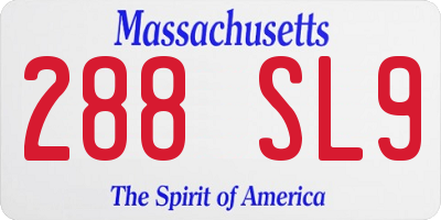 MA license plate 288SL9