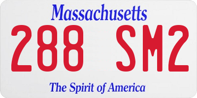 MA license plate 288SM2
