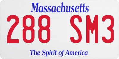 MA license plate 288SM3