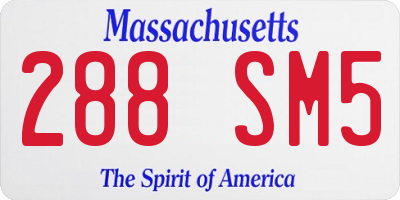 MA license plate 288SM5
