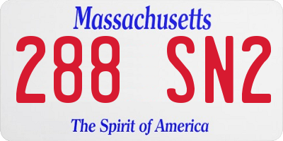 MA license plate 288SN2