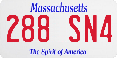 MA license plate 288SN4