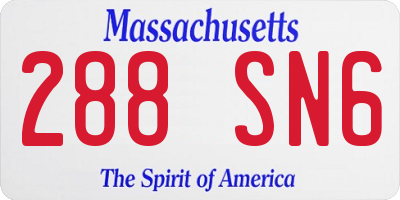 MA license plate 288SN6