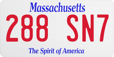 MA license plate 288SN7