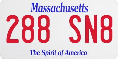 MA license plate 288SN8