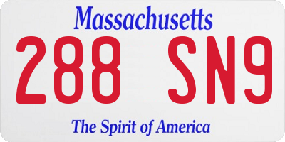 MA license plate 288SN9