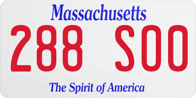 MA license plate 288SO0