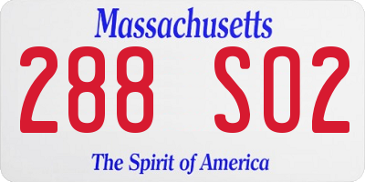 MA license plate 288SO2