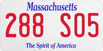 MA license plate 288SO5