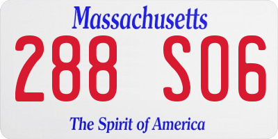 MA license plate 288SO6