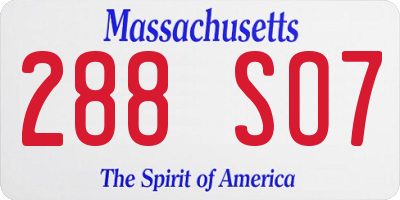MA license plate 288SO7
