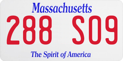 MA license plate 288SO9