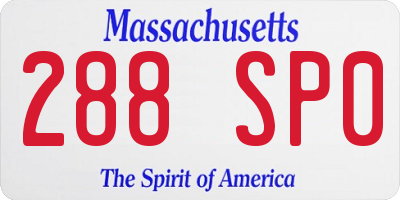 MA license plate 288SP0