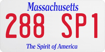 MA license plate 288SP1