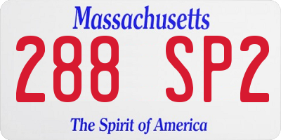 MA license plate 288SP2