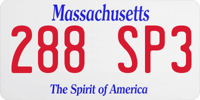 MA license plate 288SP3