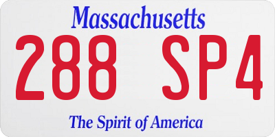 MA license plate 288SP4