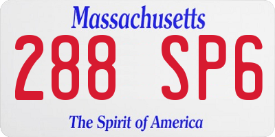 MA license plate 288SP6