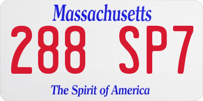 MA license plate 288SP7