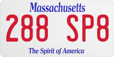 MA license plate 288SP8